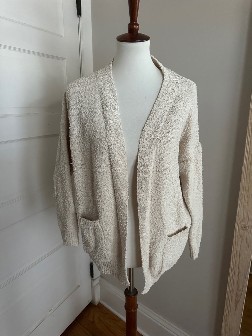debut Cream Open-Front Bouclé Cardigan